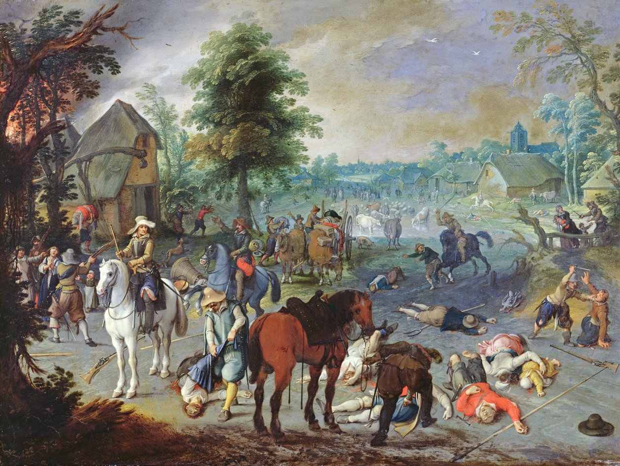 Pillage Scene in a Village by Sebastian Vrancx