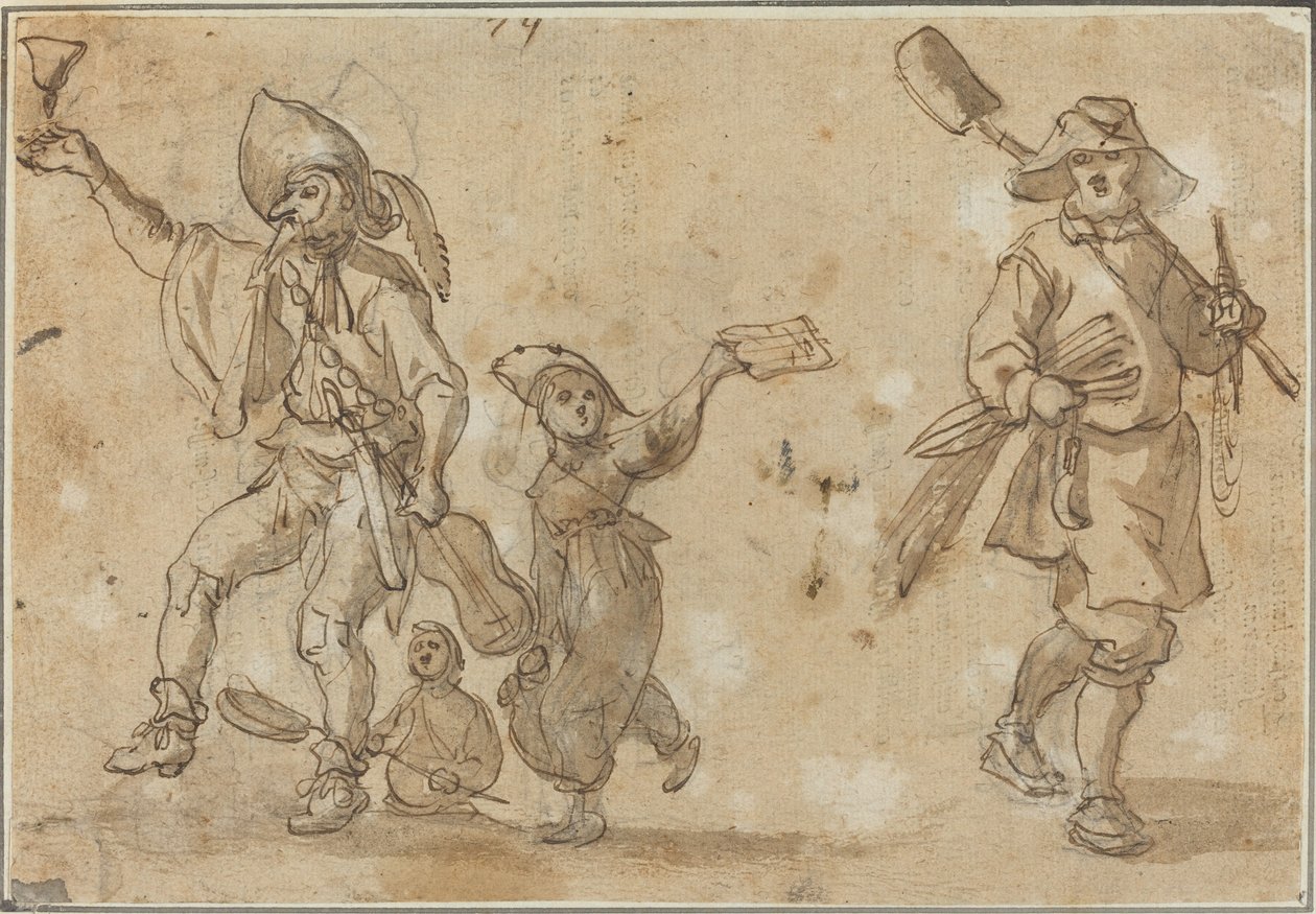 Three Revelers and a Gardener by Sebastian Vrancx