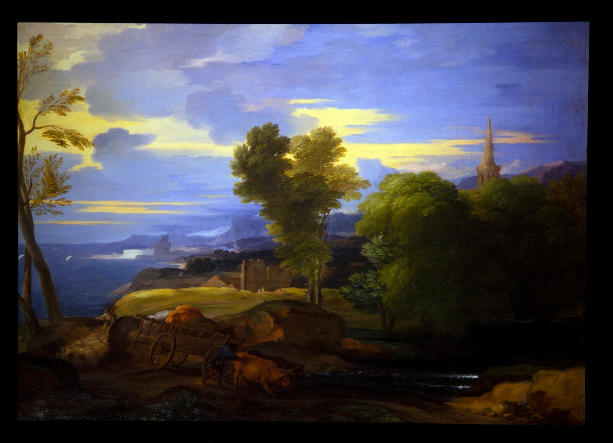 Oxen in a Pastoral Landscape by Sébastien Bourdon