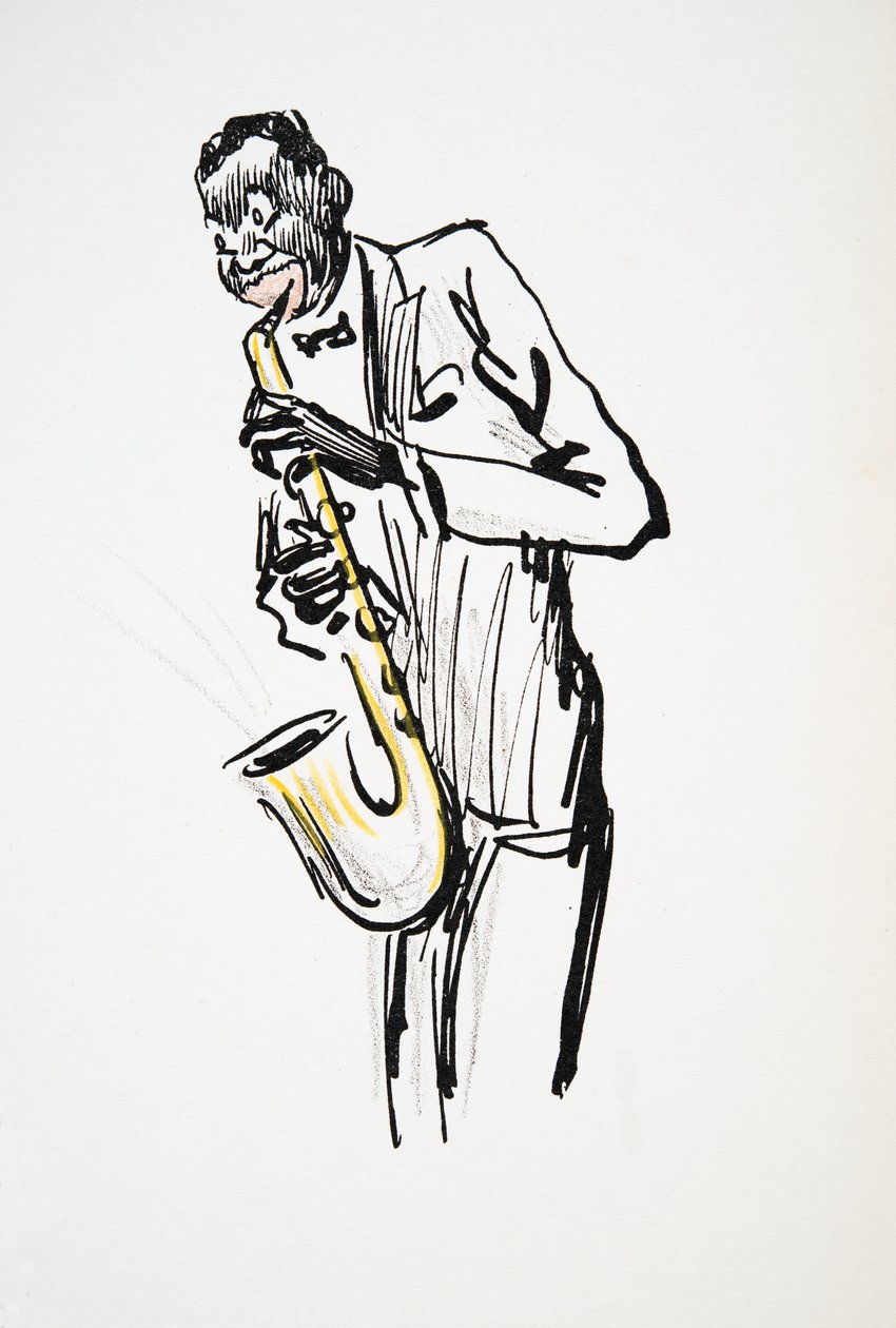 Saxophone Player, from White Bottoms, pub. 1927 by Sem