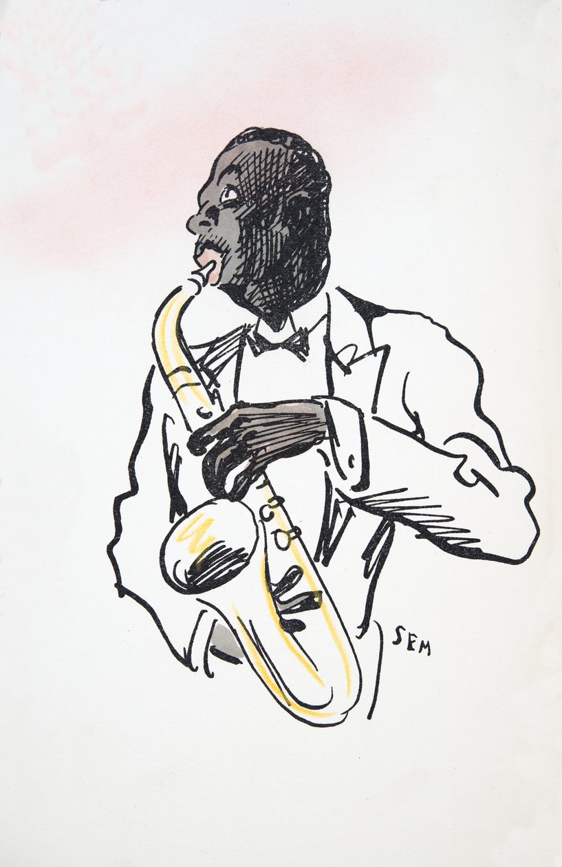 Saxophone Player, from White Bottoms, pub. 1927 by Sem