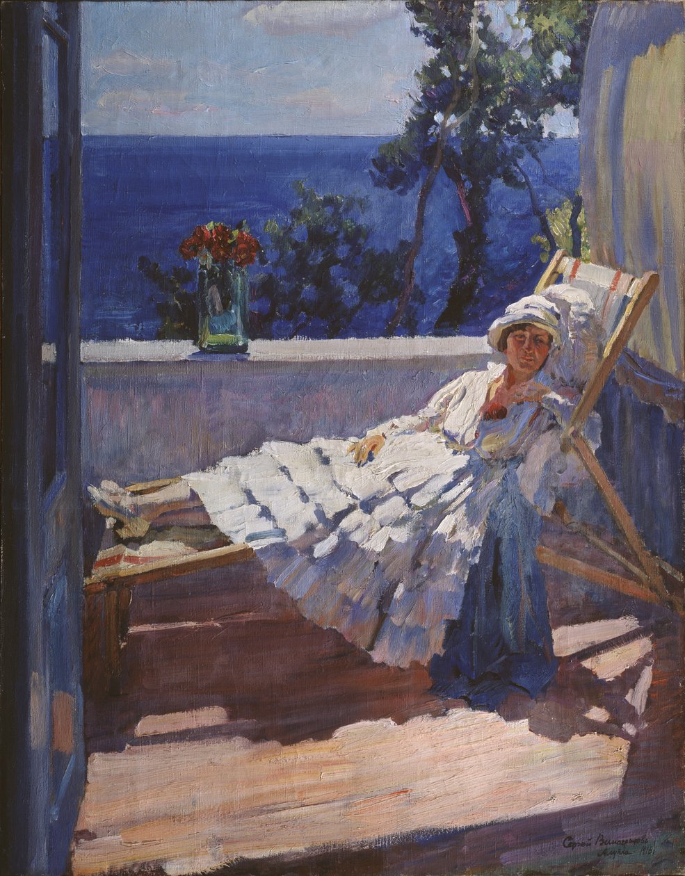 A lady on the balcony by Sergei Arsenevich Vinogradov