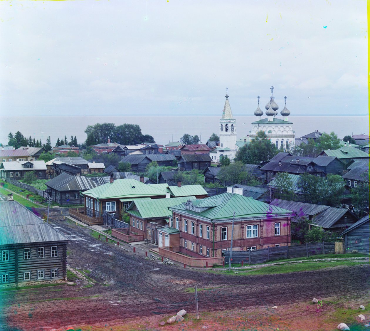 Belozersk and Assumption Cathedral from the fortress wall by Sergey Prokudin Gorsky