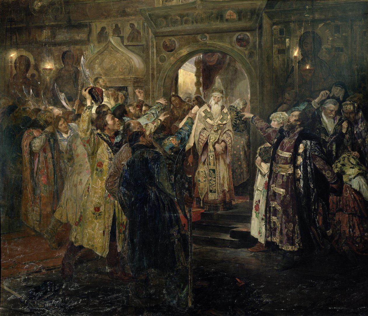 Arrest of the metropolitan Philip, 1910 by Sergey Timofeyevich Schelkovy