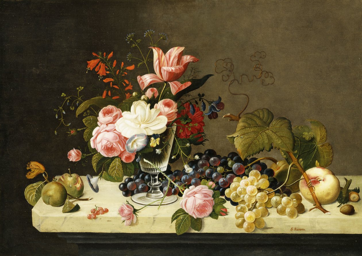 Flowers and Fruit by Severin Roesen