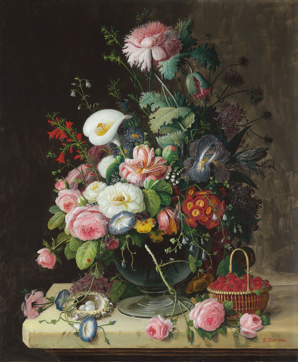 Still Life, Vase of Flowers by Severin Roesen