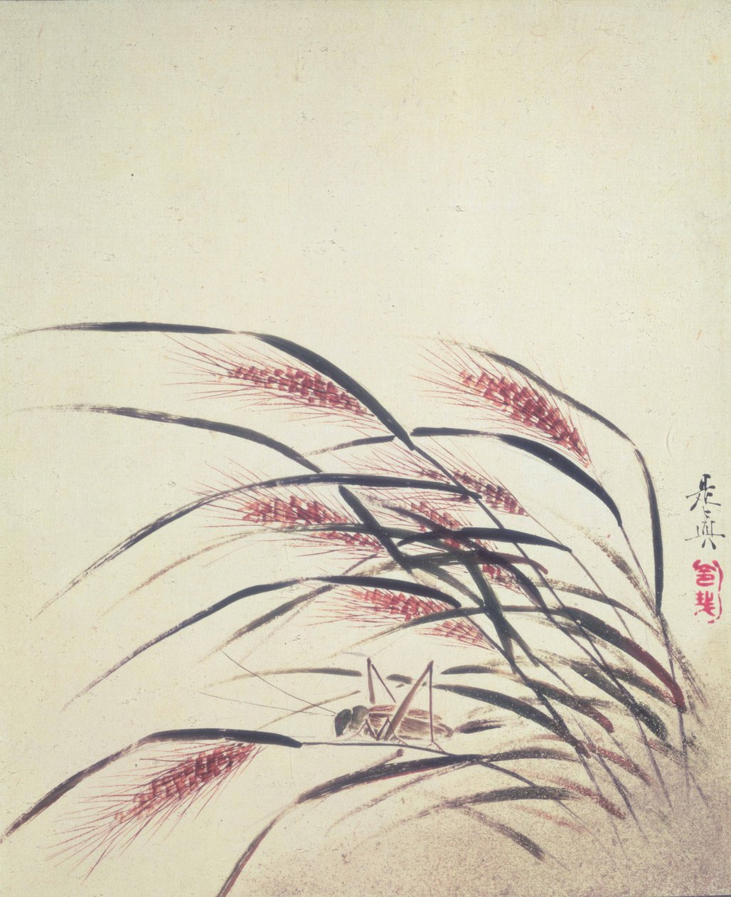 Ears of Rice and Cricket by Shibata Zeshin