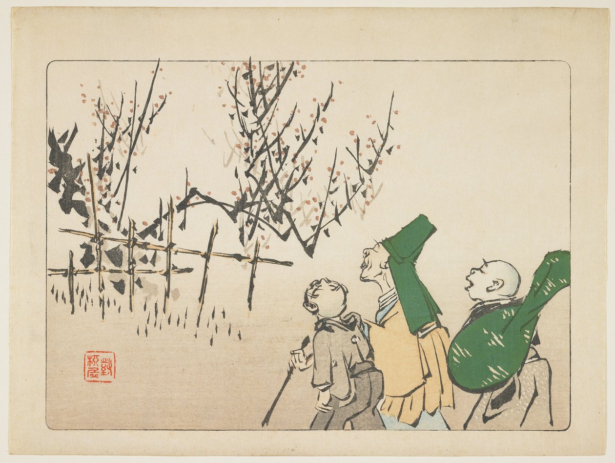 Plum Blossoms, c. 1877 by Shibata Zeshin