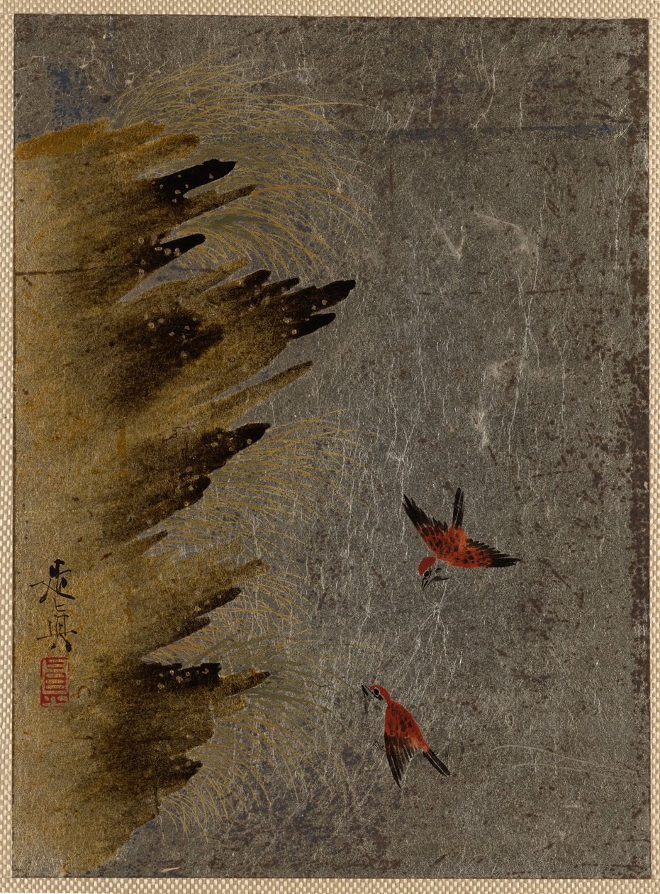 Birds and Jutting Rocks by Shibata Zeshin