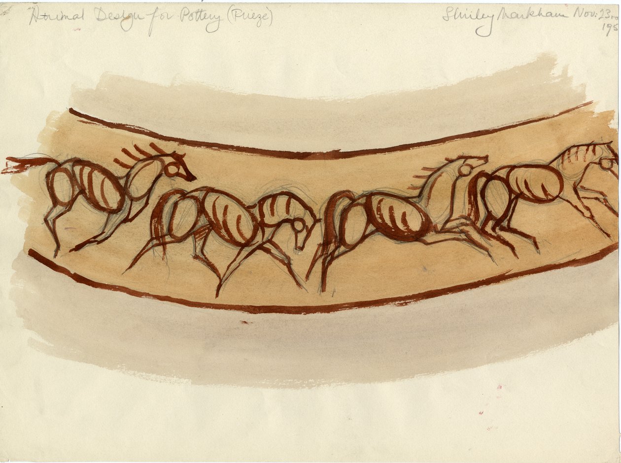 Animal design for pottery, c1950 by Shirley Markham