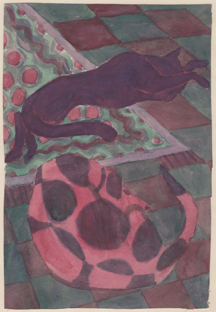Sleeping Dog and Cat, c1951 by Shirley Markham