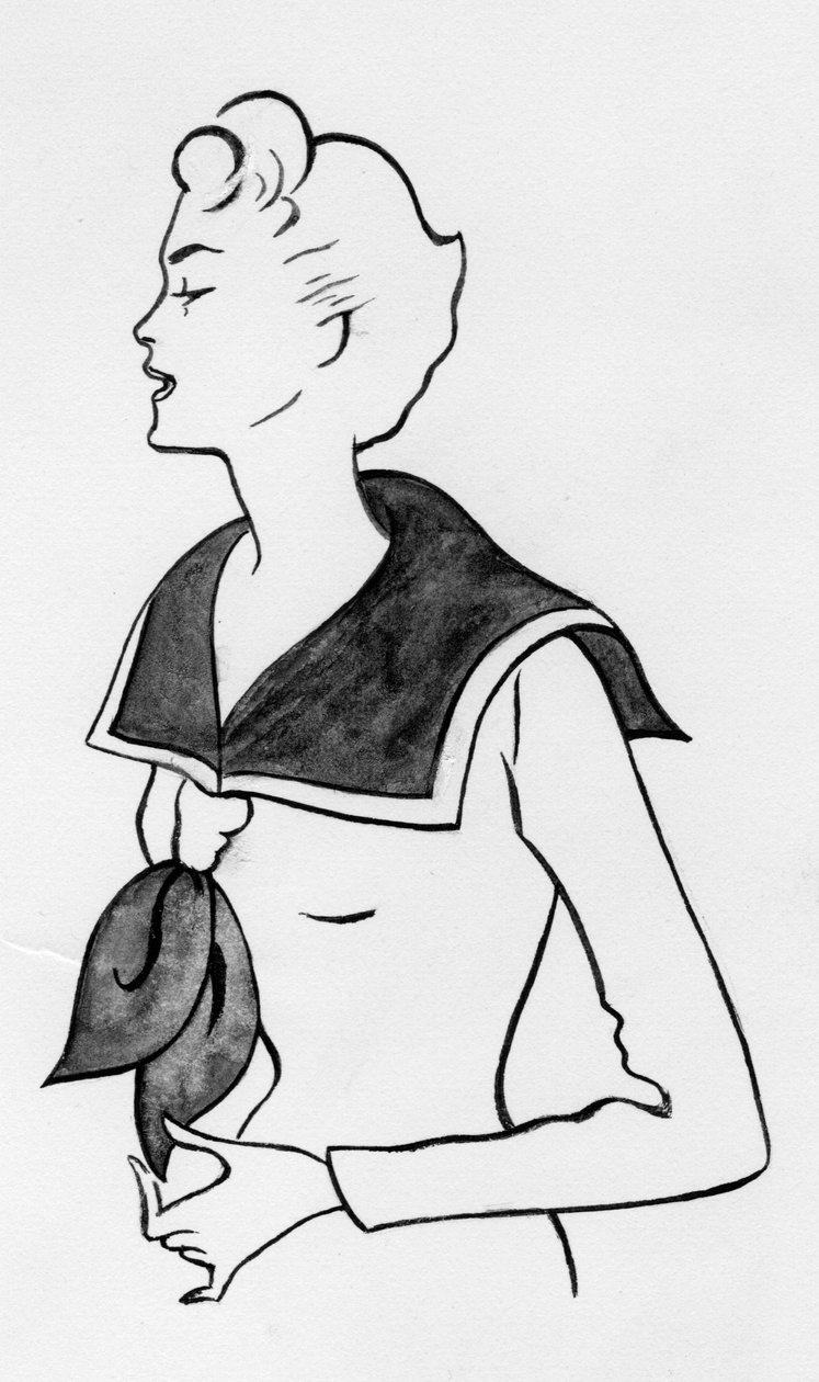 Woman with sailor top by Shirley Markham