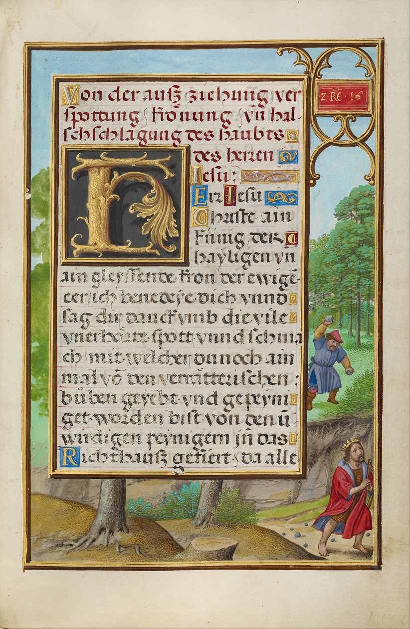 Border with Shimei Throwing Stones at David by Simon Bening