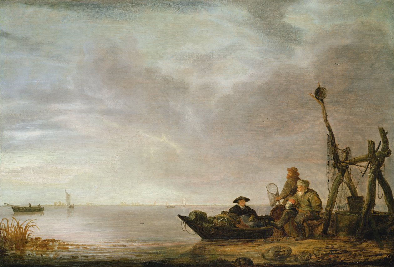 Fisherman on the Shore by Simon de Vlieger