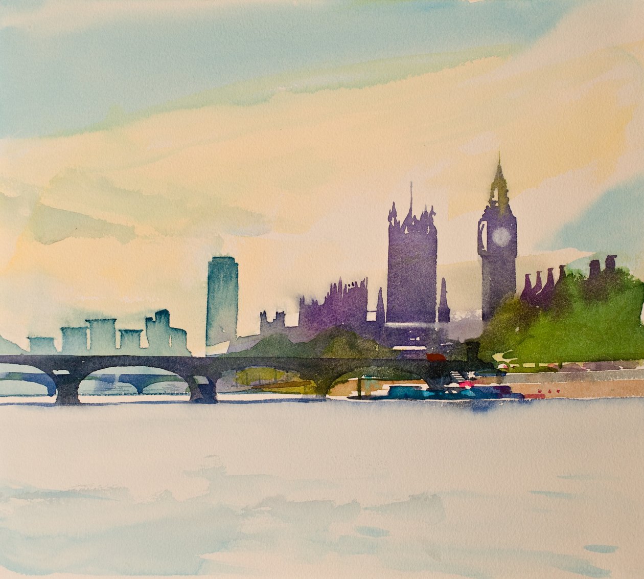 Westminster from the Footbridge II, 2016 by Simon Fletcher