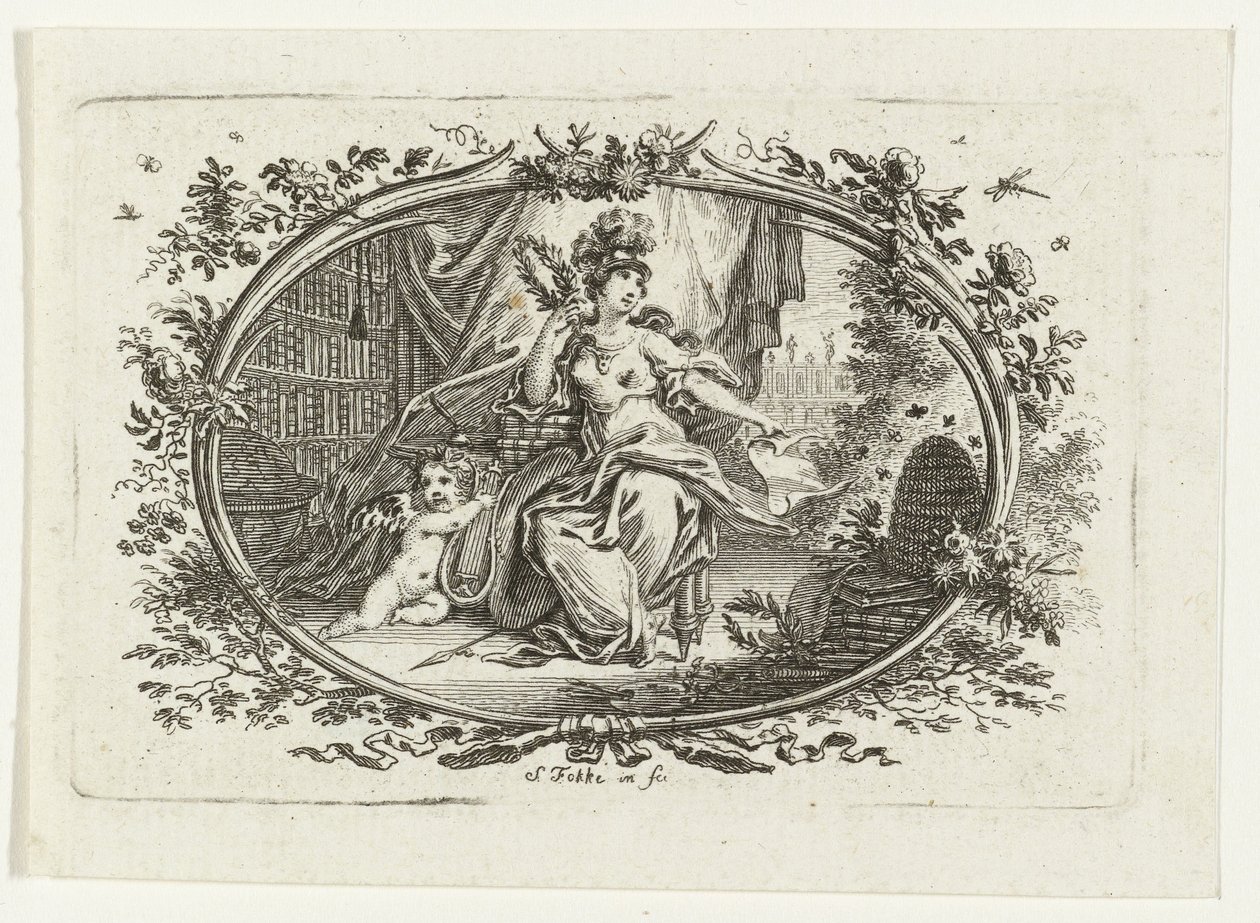 Minerva as Patroness of Education and Arts by Simon Fokke