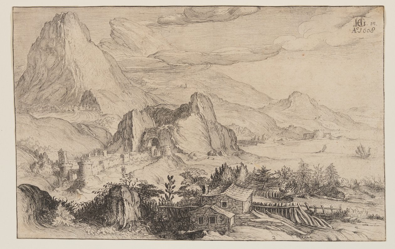 Mountainous Landscape by Simon Frisius