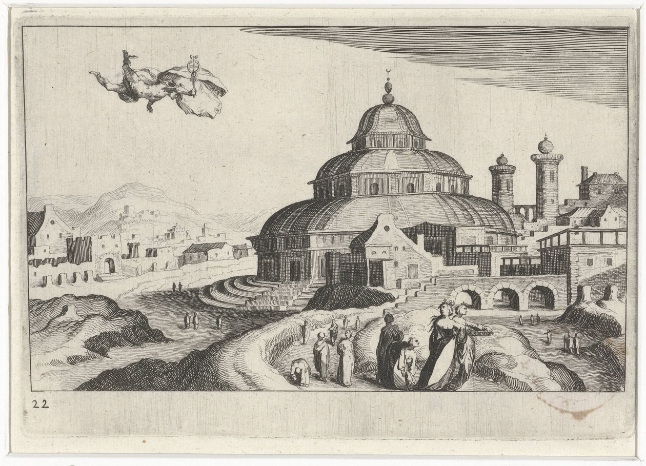 Cityscape with Mercury by Simon Frisius