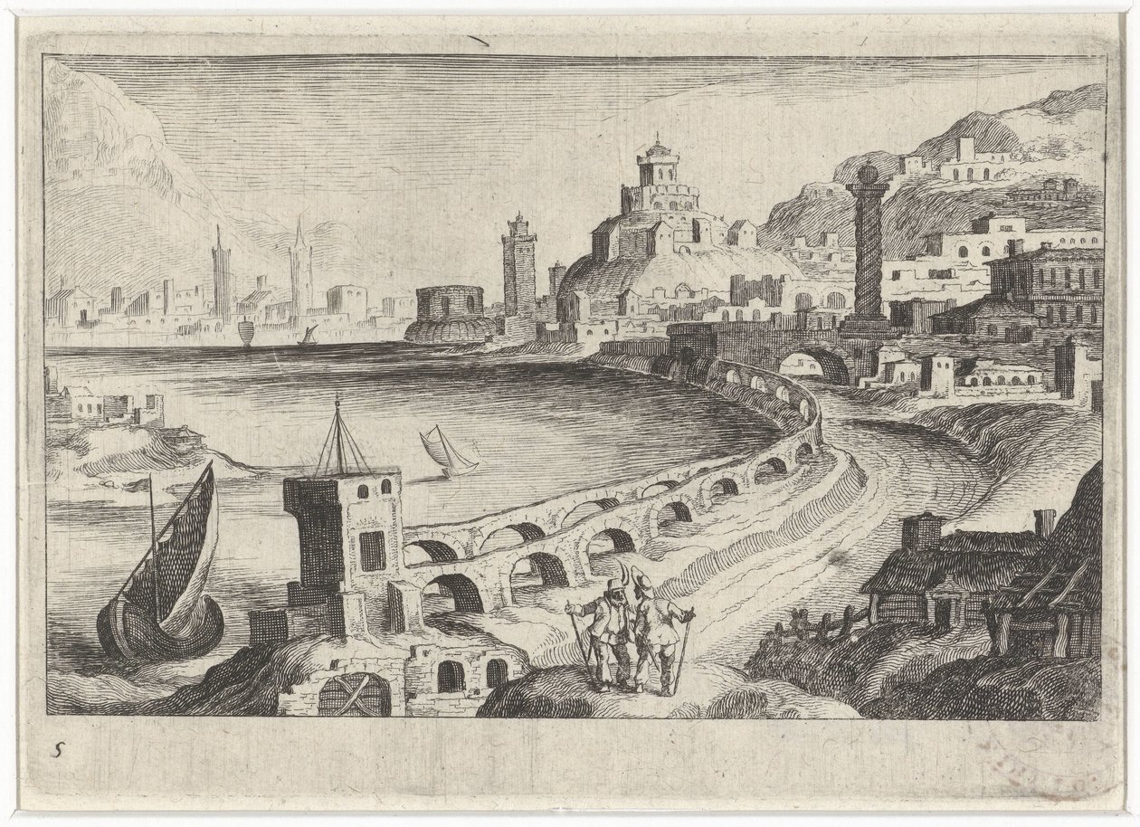 Cityscape with an Aqueduct (Southern European Landscapes) by Simon Frisius