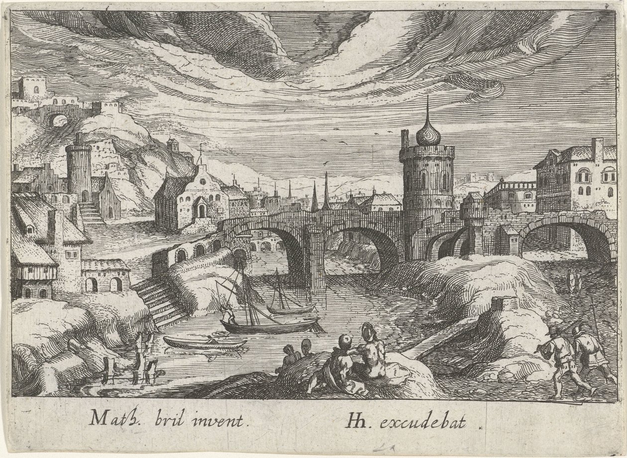Cityscape with a River by Simon Frisius