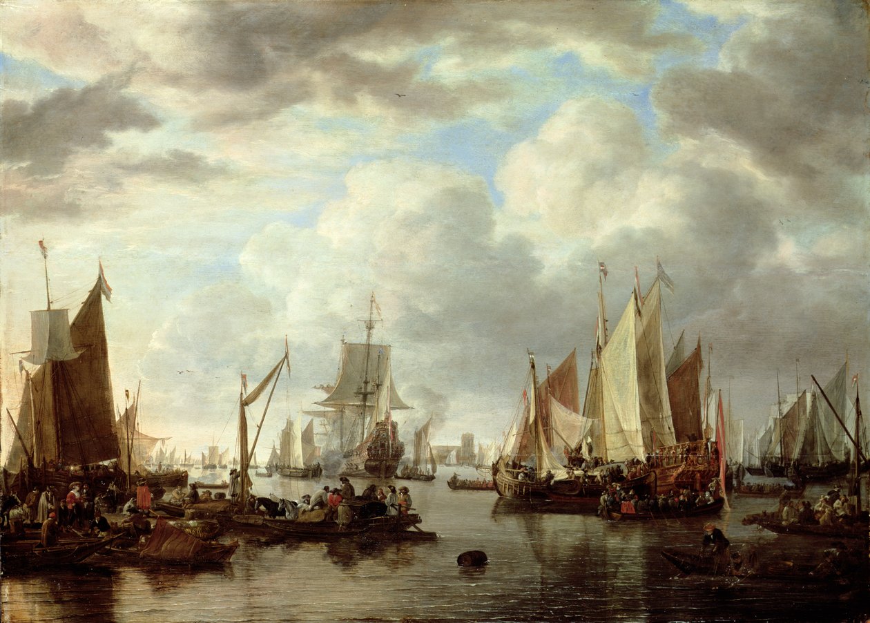 Shipping Before Dordrecht, 1651 by Simon de Vlieger