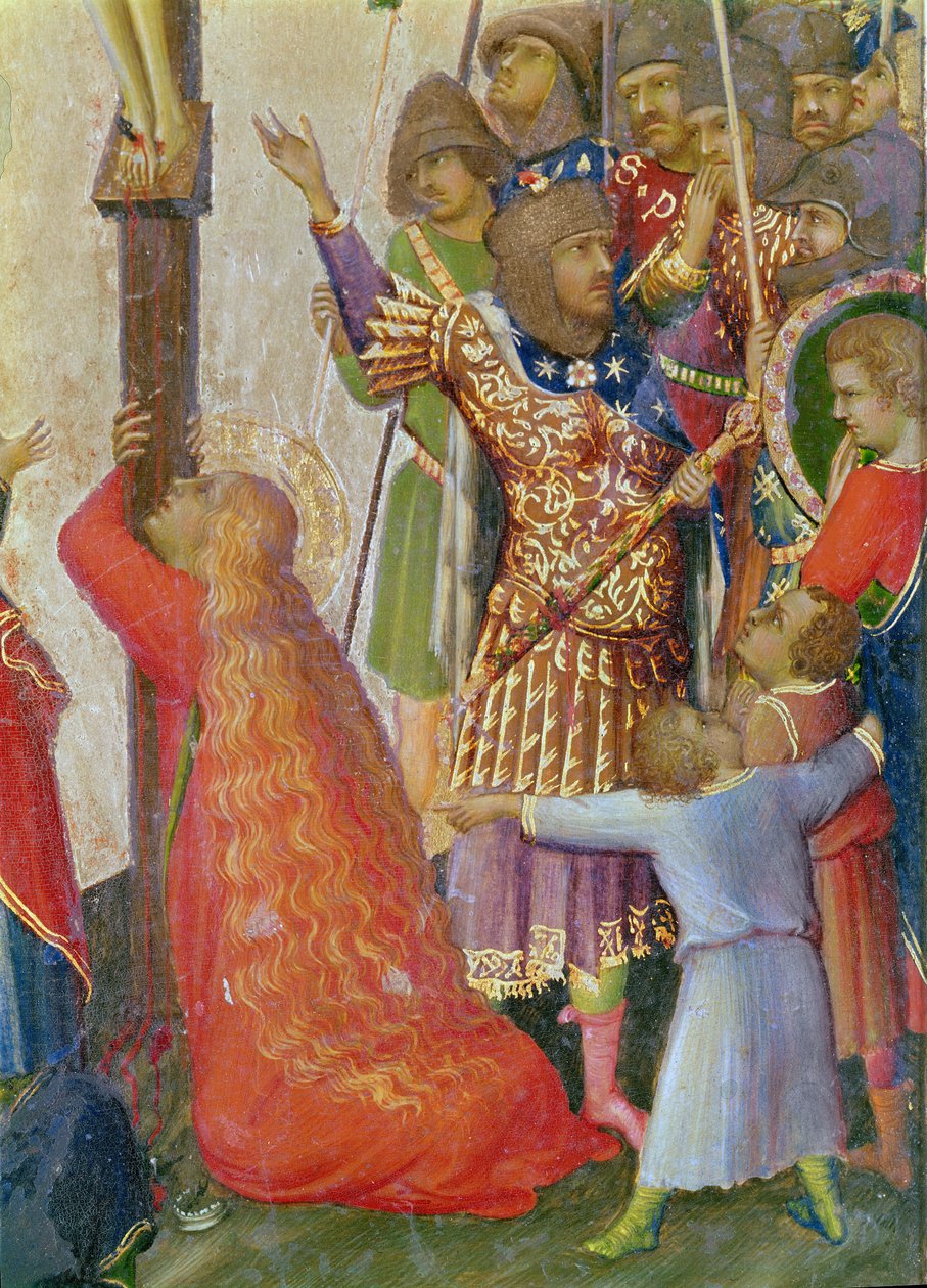 The Strike of the Lance (detail of the group surrounding Mary Magdalene) by Simone Martini