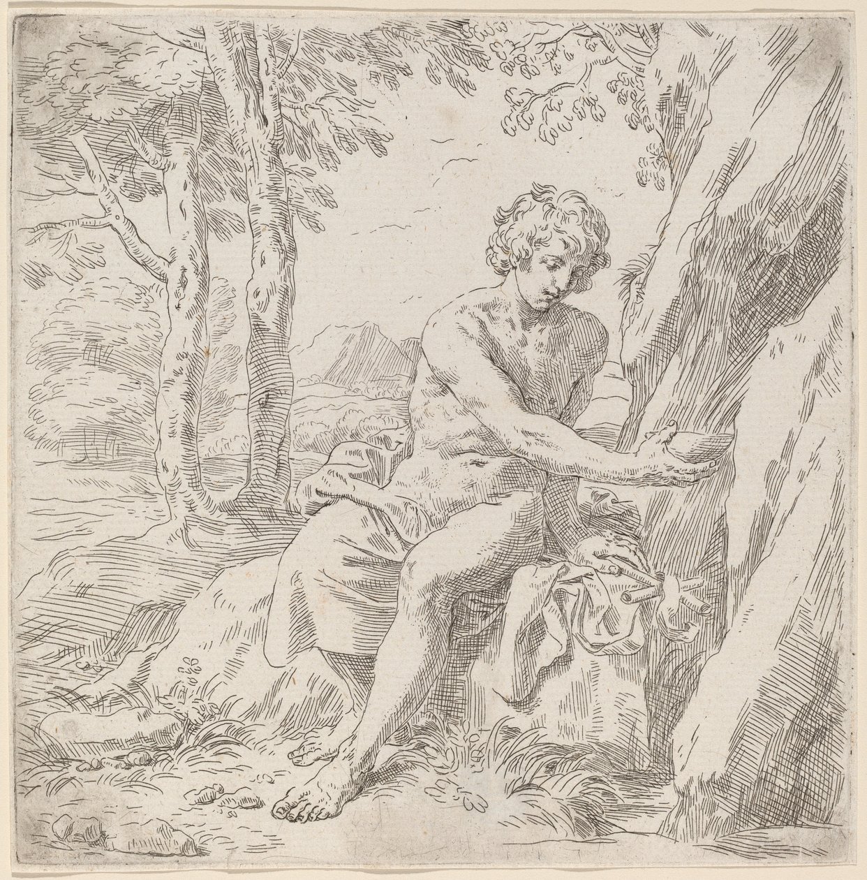 Saint John the Baptist in the Desert by Simone Cantarini