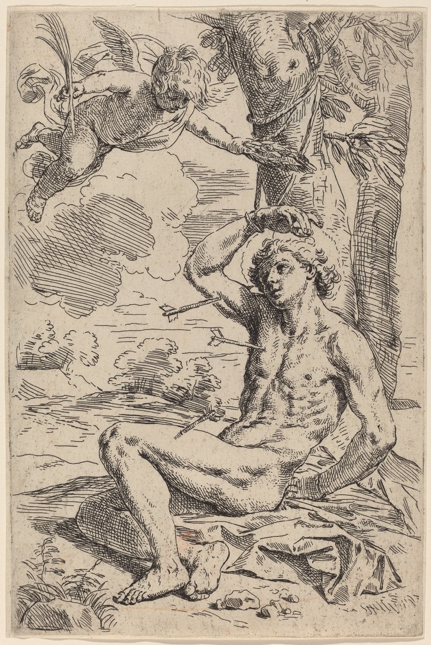Saint Sebastian by Simone Cantarini
