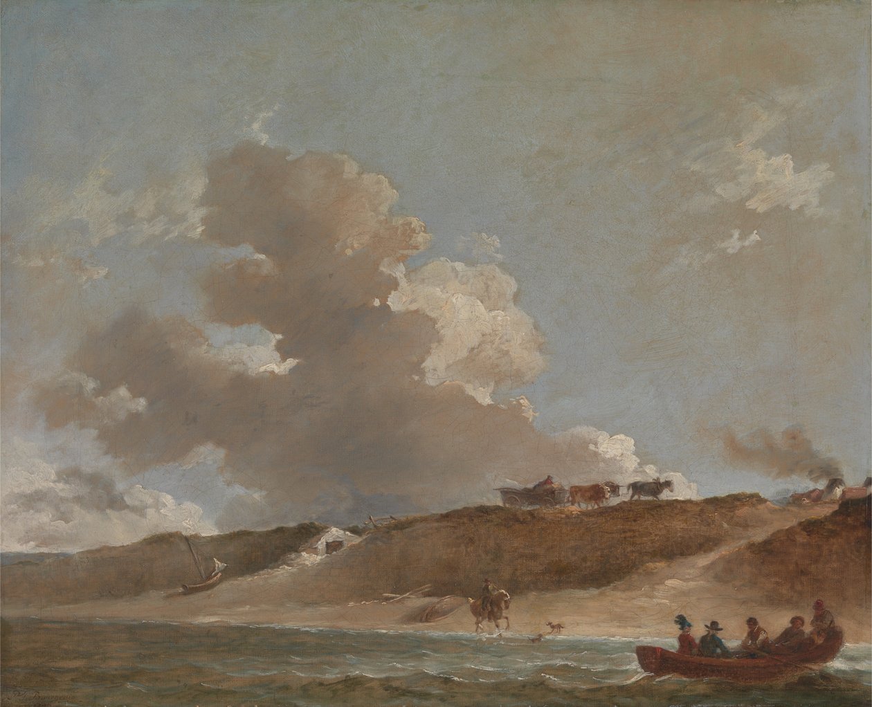 Coastal Landscape with a Ferry Boat by Sir Peter Francis Bourgeois