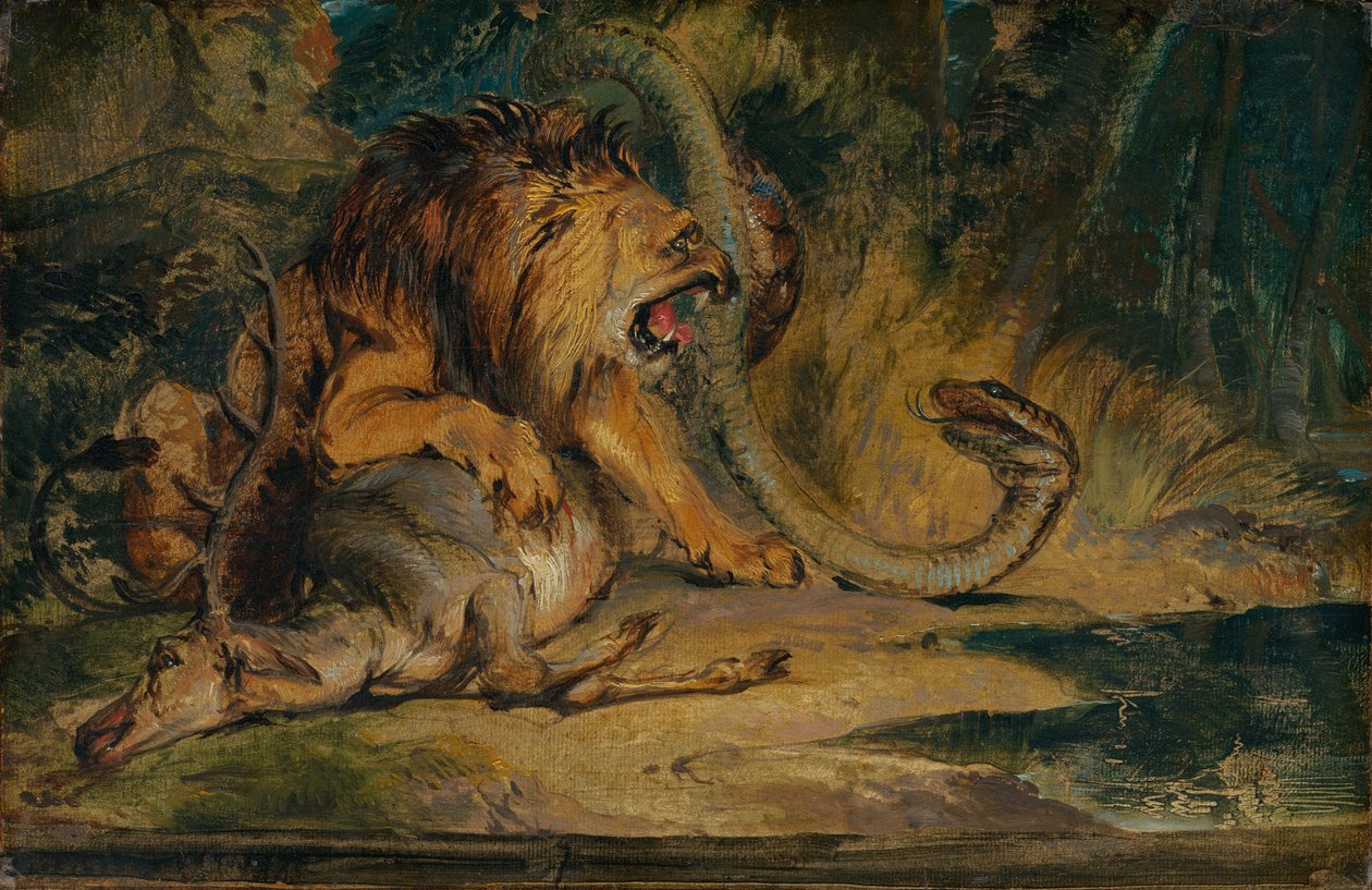 Lion Defending its Prey by Sir Edwin Landseer