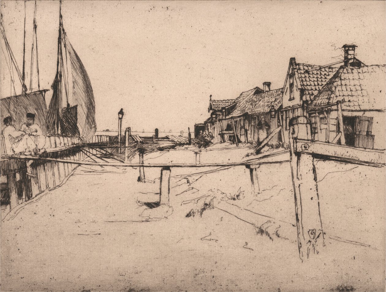 In Port, Volendam by Sir Frank Short