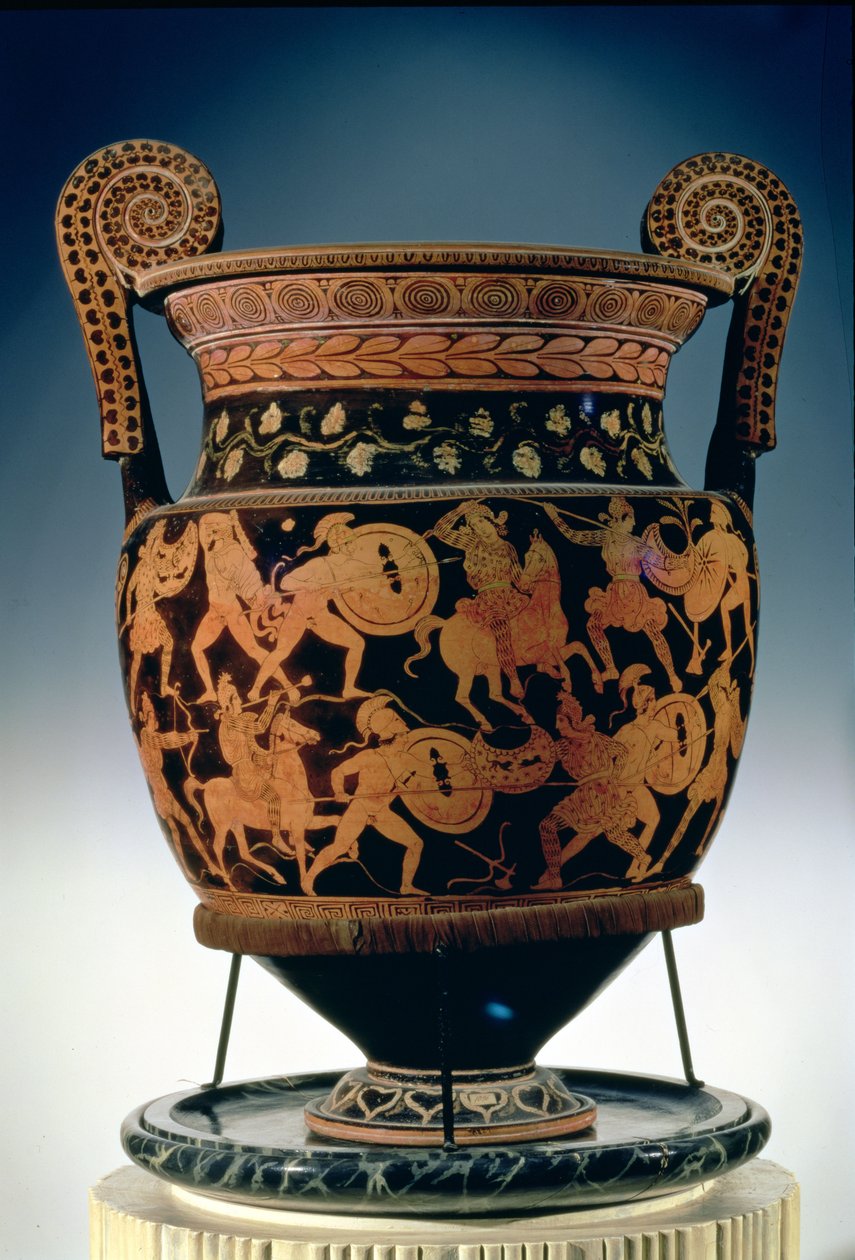 Red-Figure Volute Krater Depicting the Battle of the Greeks and the Amazons, Apulian by Sisyphus Painter