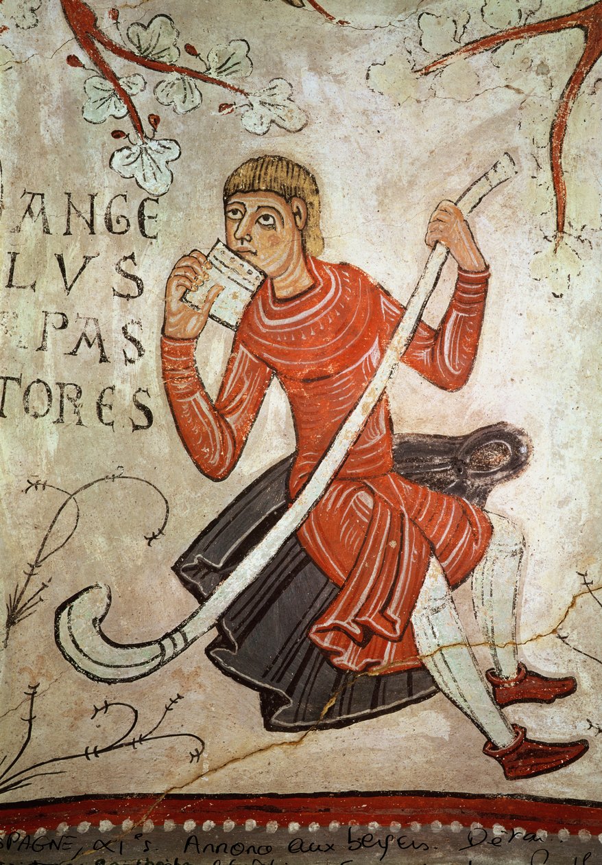 A Shepherd Playing a Flageolet (detail) by Spanish School