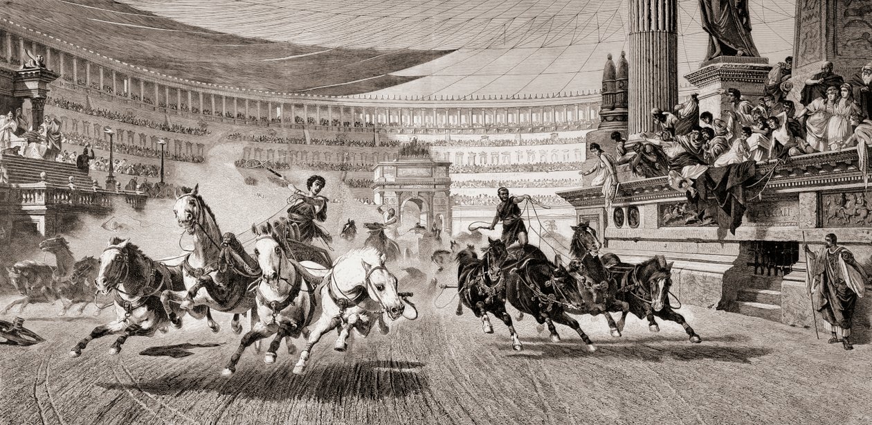 Chariot race at Roman games, from 