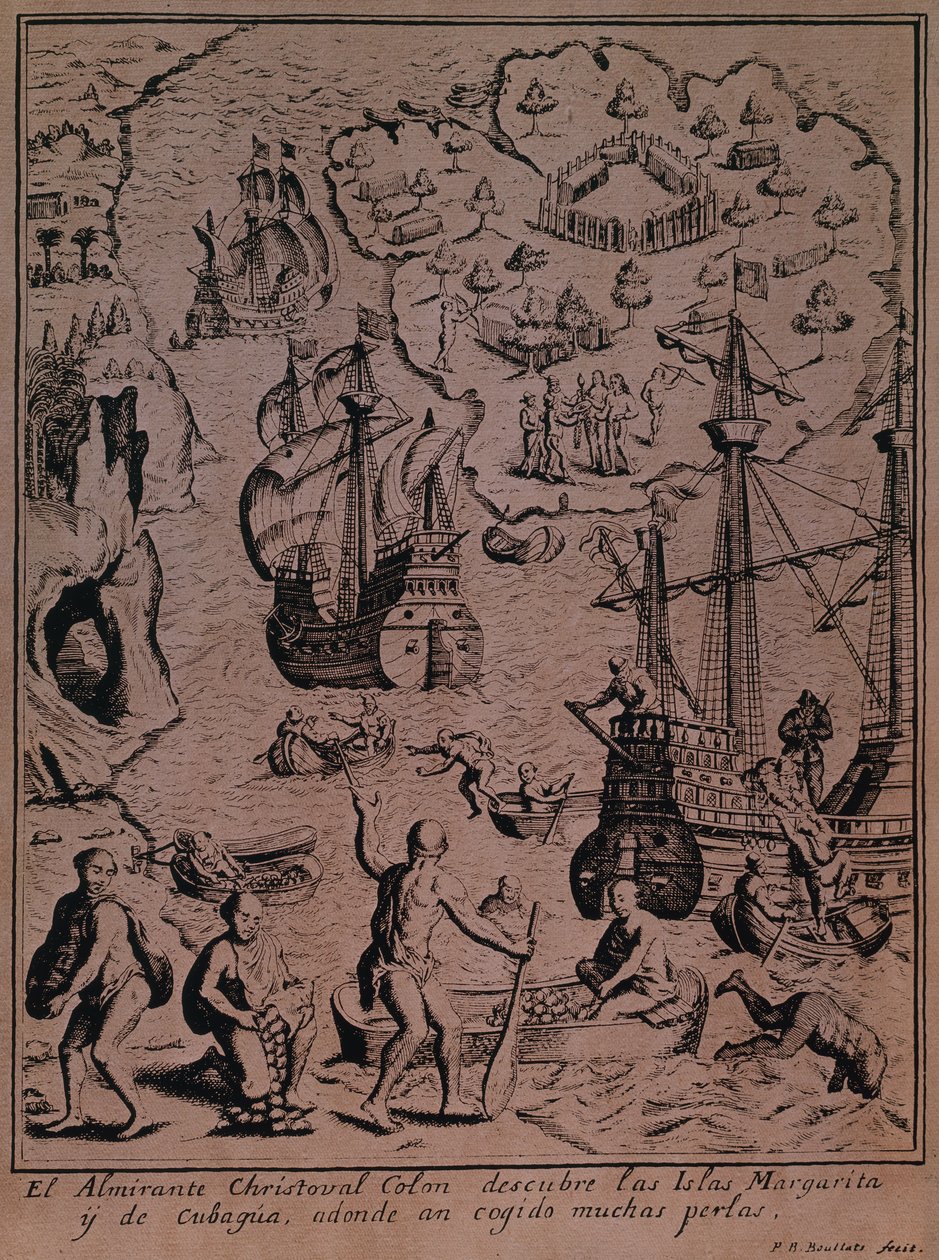 Christopher Columbus Discovering the Islands of Margarita and Cubagua by Spanish School