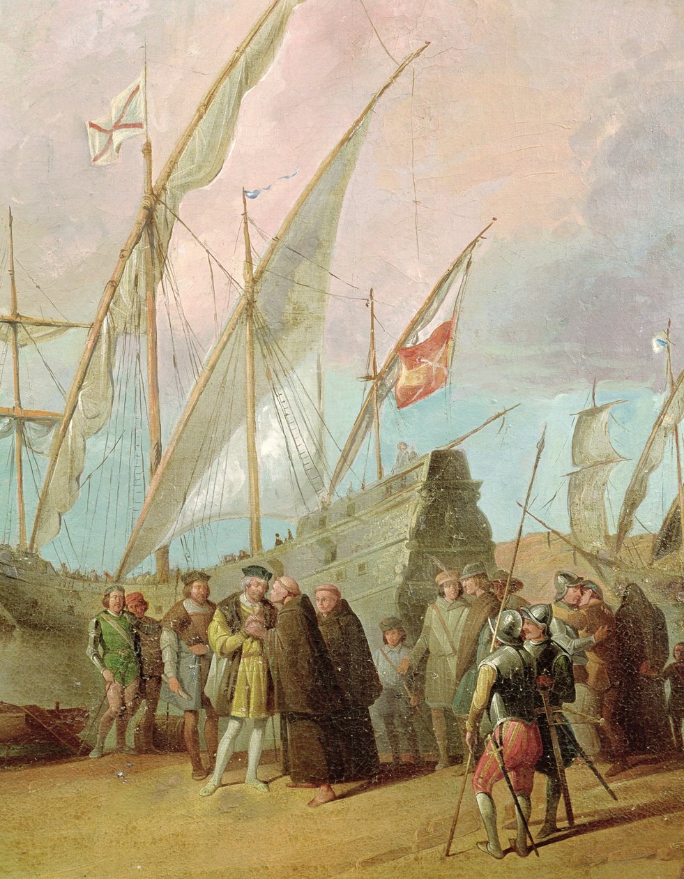 Departure of Christopher Columbus from Palos, (detail) by Spanish School