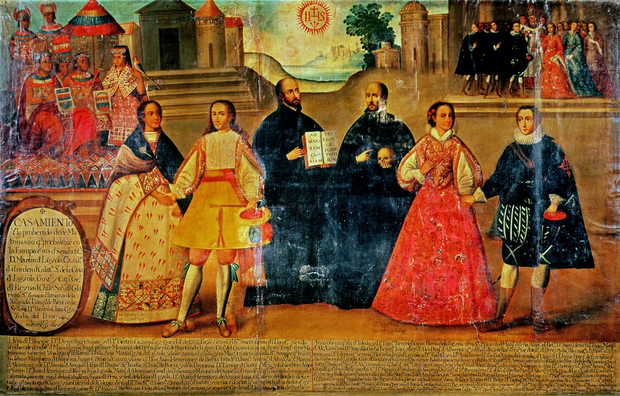 Double Wedding Between Two Inca Women and Two Spaniards in 1558, c.1750 by Spanish School