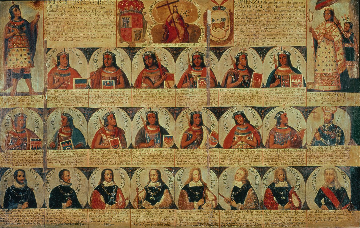 Genealogy of the Inca Rulers and Their Spanish Successors from Manco Capac to Ferdinand VI of Spain, c.1750 by Spanish School