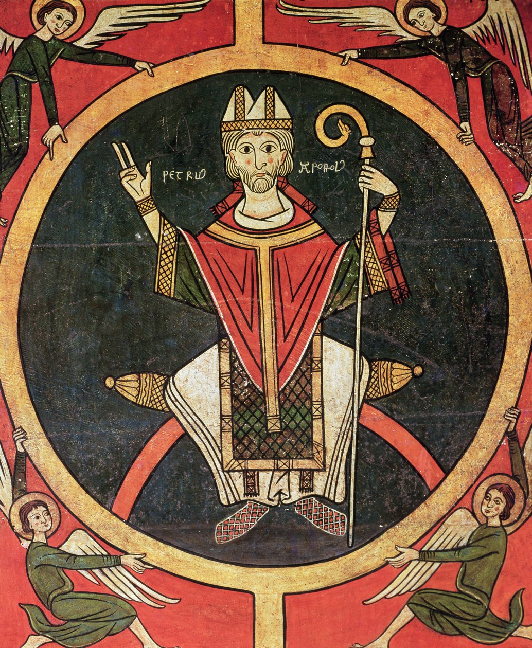 St. Peter, side panel from the altar of the Church of San Pere, Oros by Spanish School