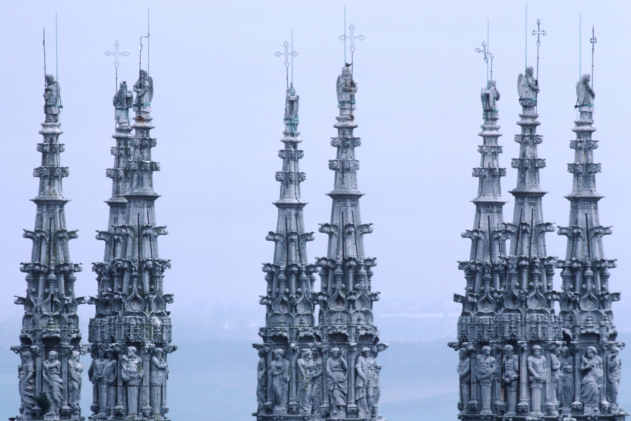 Detail of the lantern tower spires by Spanish School