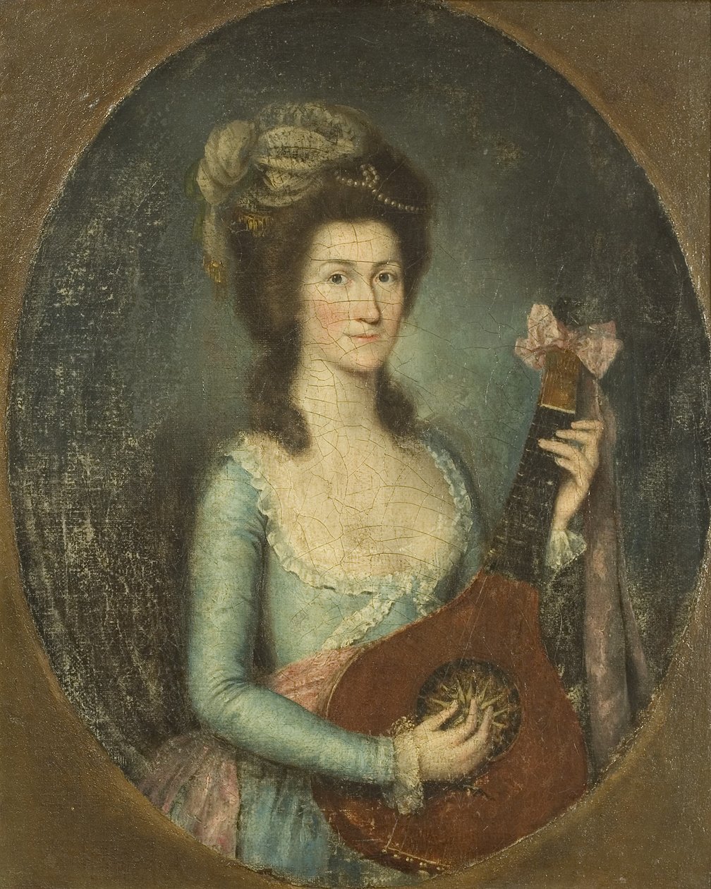Lady Playing a Guitar by Spanish School