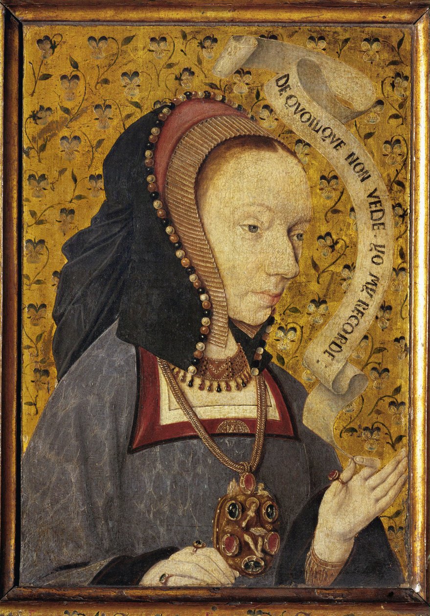 Lady with pansies by Spanish School