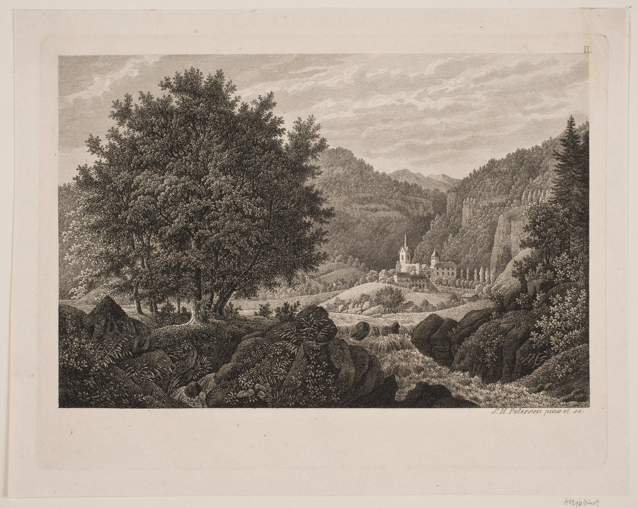 Mountain Landscape with a Church by Søren Henrik Petersen