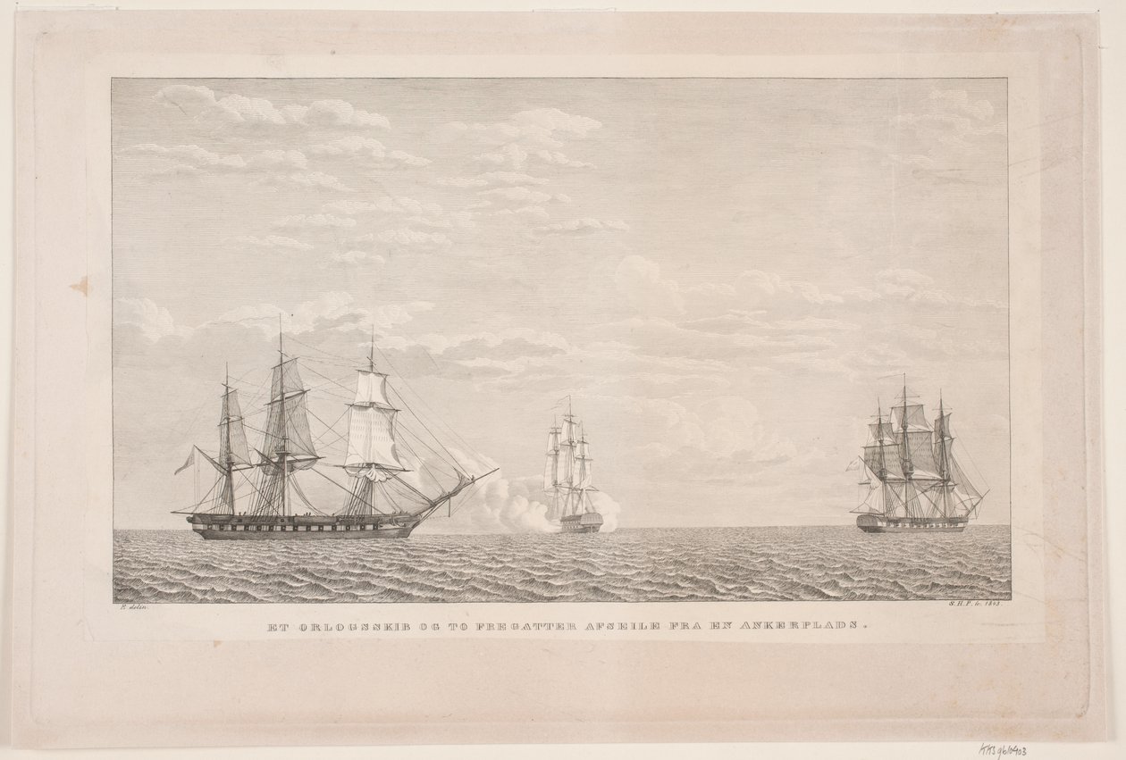 Orlov Ship and Two Frigates by Søren Henrik Petersen