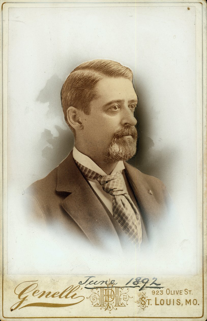 Bust Portrait of Charles Guille Warner wearing a suit and patterned tie by St. Louis Genelli