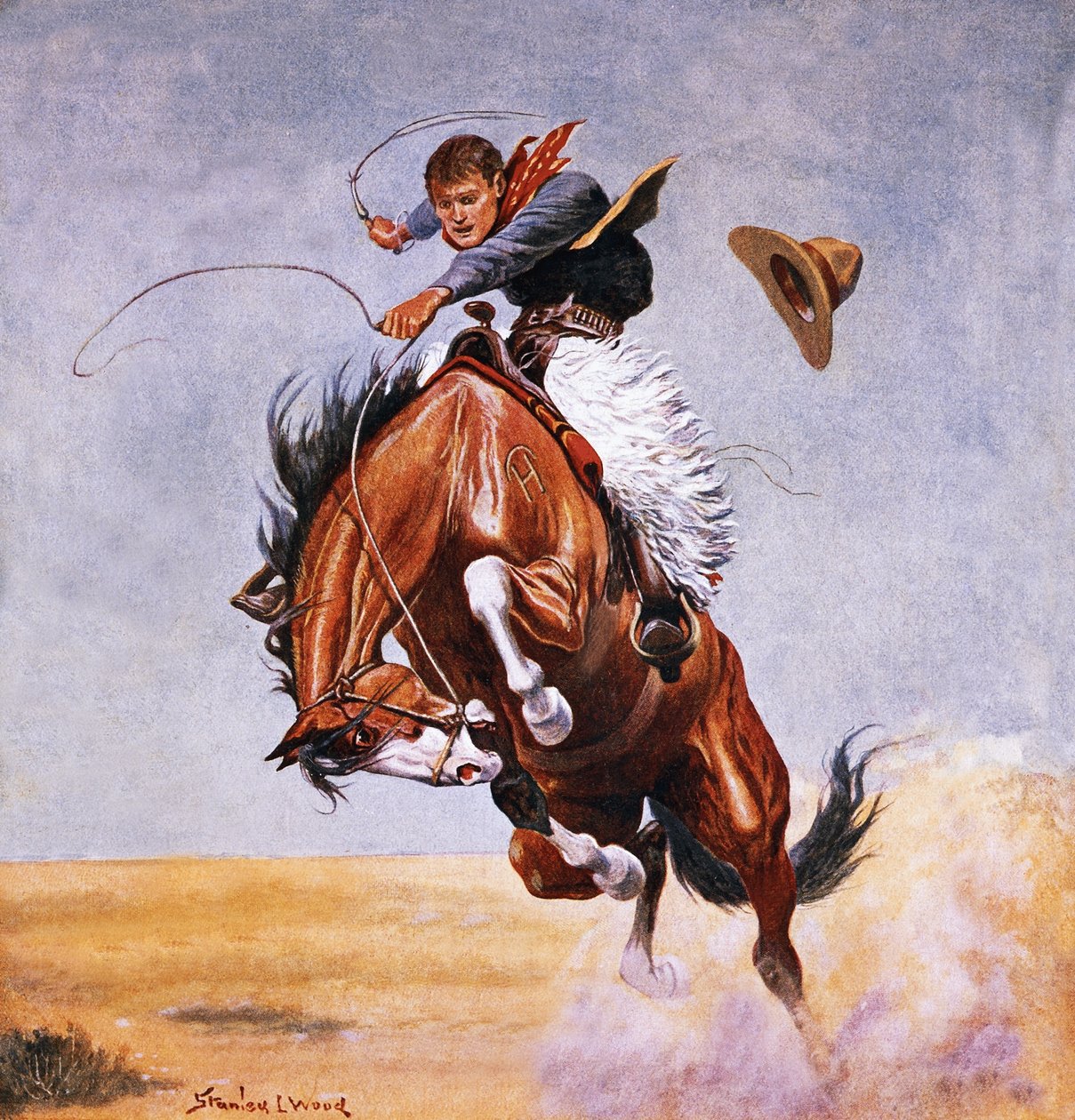 Cowboy Trying to Break in a Horse by Stanley L. Wood