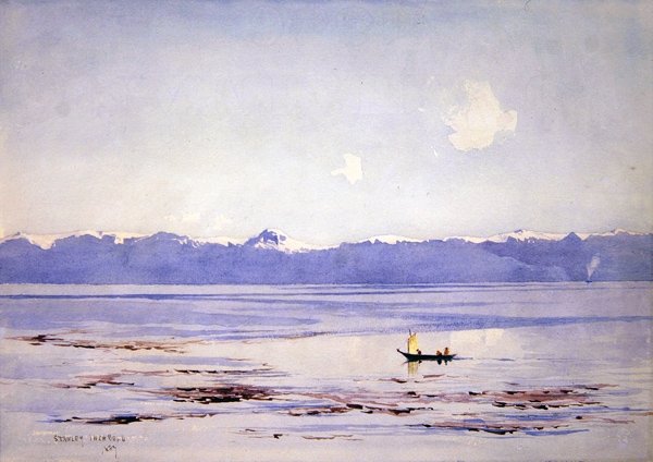 Sea and Snowy Mountains by Stanley Inchbold