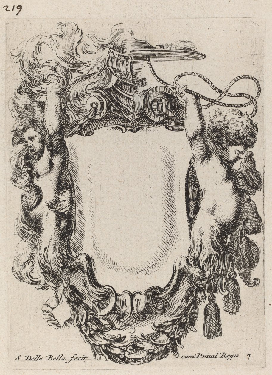 Cartouche with Infant Satyrs by Stefano della Bella