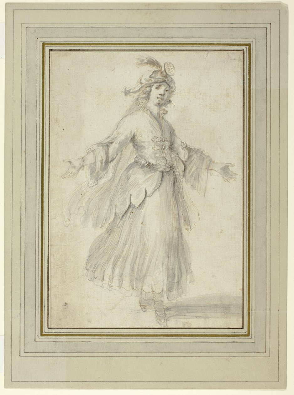 Female Dancer in an Exotic Costume by Stefano della Bella