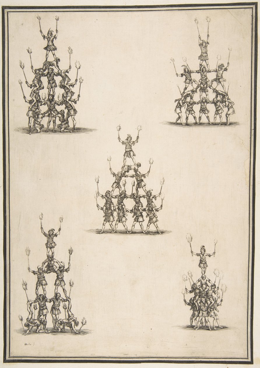 Five Groups of Acrobats by Stefano della Bella
